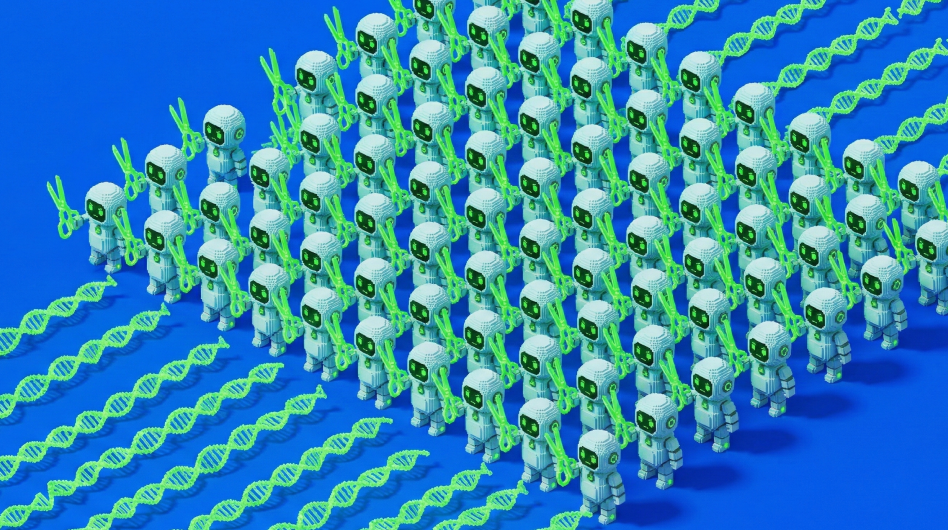 Army of CRISPR robots with DNA helixes - the Waste Processing Unit